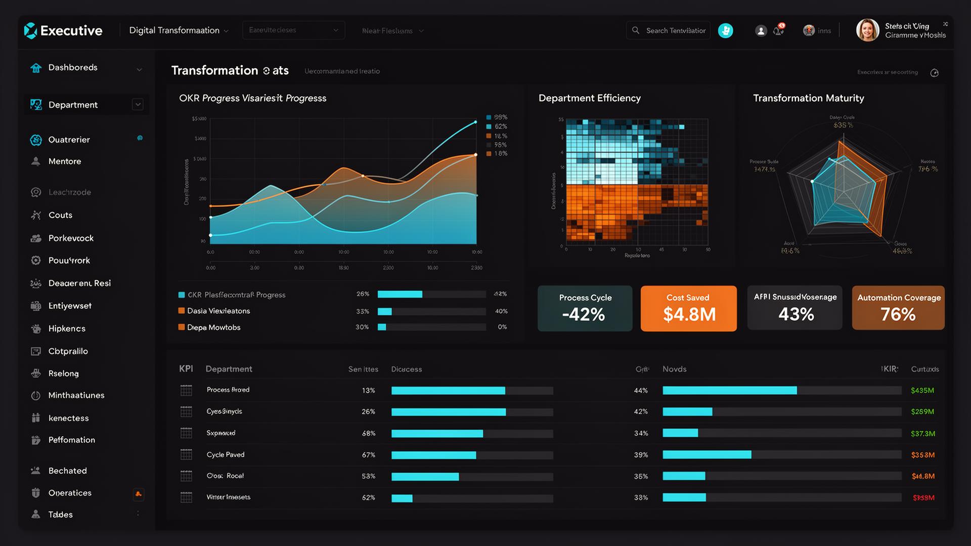 Atlas — Executive Transformation Dashboard — product UI mockup
